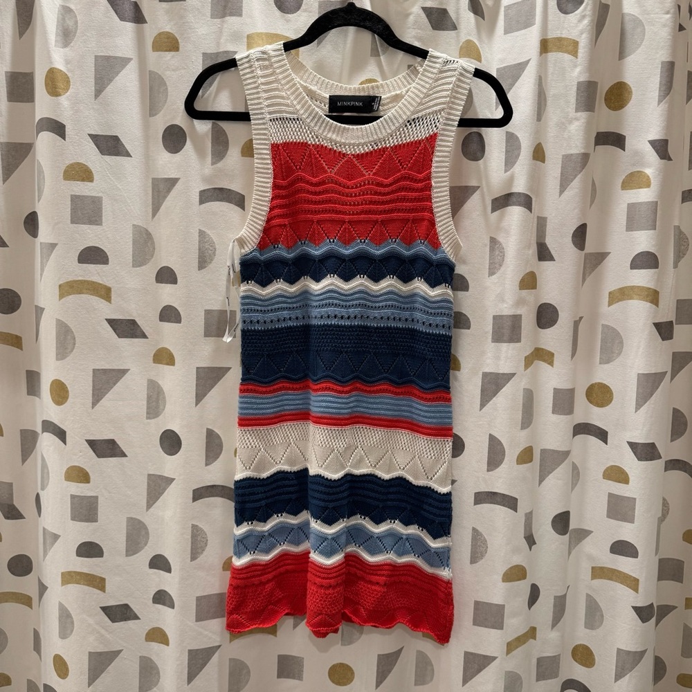 Mink Pink Vintage look Multicolor Striped knitted look Dress